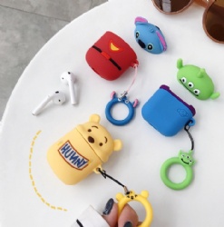 Hot sales the oringinal factory offer colored lovely cartoon silicone airpod holder